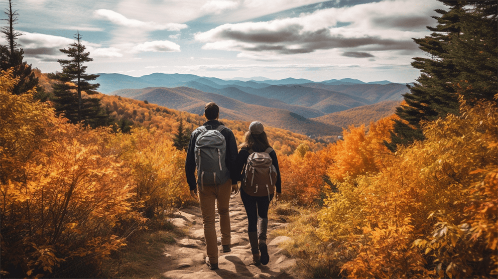 Hiking in Vermont autumn